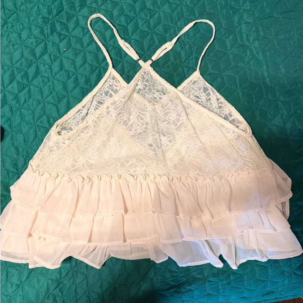 Cream Lace Ruffle Tank Top - Picture 4 of 4